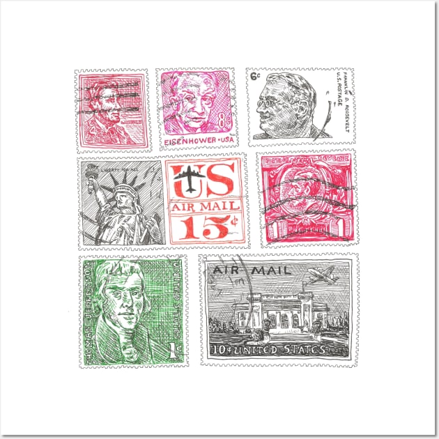 American Stamps Wall Art by marianasantosart